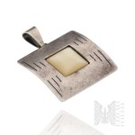 Silver (0.925) - Poland - Square Pendant with Mother-of-Pearl