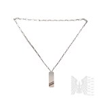 Silver (0.925) - Poland - Original Design - Necklace with Rectangular Pendant - gmerk WG