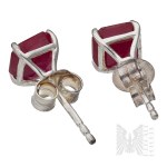 Silver (0.925) - Earrings with a Red Stone