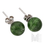Silver (0.925) - Earrings with Natural Green Stone