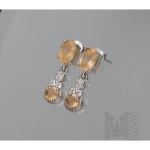 [GEMPORIA CERTIFICATE] - Silver (0.925) - Earrings with Imperial Garnet &amp; White Zircon