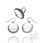 Set - Silver - Ring & Earrings with Clear Stones