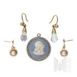 Set: Two Pairs of Earrings and a Wedgewood Pendant