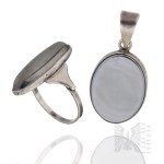 Silver (0.925) - Ring and Pendant Set with Hematite