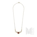 Silver - Vintage - Gold-Plated Old-Style Set with Synthetic Rubies (Earrings, Pendant, Bracelet)