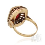Gold (0.500) - Ring with a Red Stone and a Certificate of Assay from the Regional Assay Office