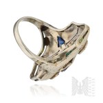 [ART DECO] 18K Gold Ring with Multicolored Stones