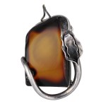 Silver (0.925) - Polaka - Large Brooch/Pendant with Amber - SS Mark