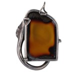 Silver (0.925) - Polaka - Large Brooch/Pendant with Amber - SS Mark