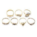 Set of Seven Rings Made of Base Metals