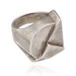 Silver - Ring with a Sculptural, Geometric Design