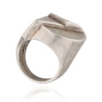 Silver - Ring with a Sculptural, Geometric Design
