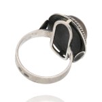 Silver (0.925) - A Striking Ring with a Cabochon-Cut Stone
