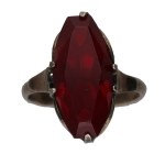Silver (0.875) - USSR/Russia - Ring with a Burgundy Stone