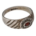 Silver (0.925) - United Kingdom - Birmingham - Ring with a Red Stone