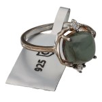 [GEMPORIA CERTIFICATE] - Silver (0.925) - Ring with Burmese Jadeite & White Zircon