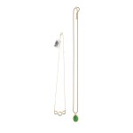 Silver (0.925) - Set of 2 Gold-Plated Necklaces with Natural Stones