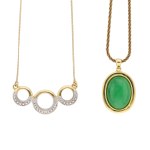Silver (0.925) - Set of 2 Gold-Plated Necklaces with Natural Stones