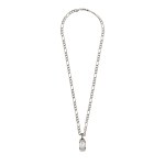 Silver (0.925) - Sturdy Necklace with a Rectangular White Zirconia Stone