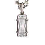 Silver (0.925) - Sturdy Necklace with a Rectangular White Zirconia Stone