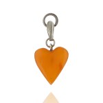 Silver (0.875) - 2 Chains & Heart-Shaped Amber Pendant