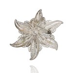 Silver (0.925) - Filigree - Flower-Shaped Brooch