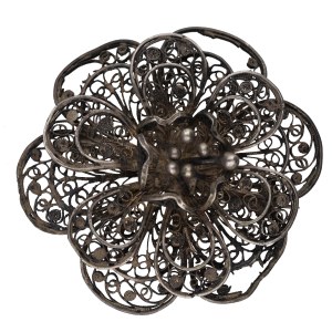 Silver (0.800) - Filigree - Floral-Shaped Brooch