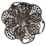 Silver (0.800) - Filigree - Floral-Shaped Brooch