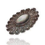 Silver - Filigree - Flower-Shaped Brooch