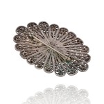 Silver - Filigree - Flower-Shaped Brooch