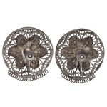 Silver - Filigree - Round Clips with a Floral Motif