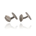 Silver (0.800) - Oval Cufflinks with Symmetrical Design