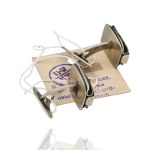 Original Label - Cufflinks with a Pearl Inlay (Cooperative Association of Folk and Artistic Handicraft Producers)