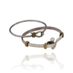 Silver (0.925) - A Pair of Bracelets with an Interesting Linear Design