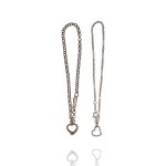 Silver (0.925) - Two Heart-Shaped Bracelets, Belcher Weave