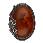 Silver (0.925) - Poland - Original Design - Distinctive Amber Ring - Gmerk PM