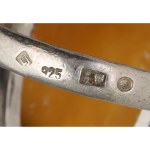 Silver (0.925) - Poland - Original Design - Solid Ring with Amber - Gmerk LJ (?)