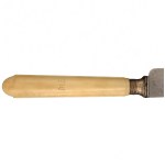 A set of antique knives with light-colored handles decorated with a monogram