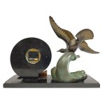 Irénée Rochard (attrib.), Art Nouveau mantelpiece set with a seagull, France