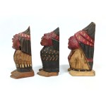 Set of three traditional Indio Picaro figurines, Chile