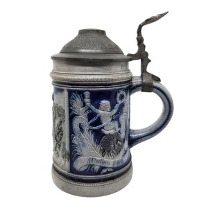 Stoneware mug from a cycling club, Germany, 19th century