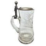 Crystal beer mug with a botanical motif