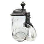 Commemorative glass mug with a pewter lid, April 20, 1894
