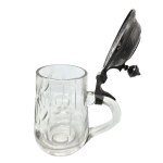 Commemorative glass mug with a pewter lid, April 20, 1894