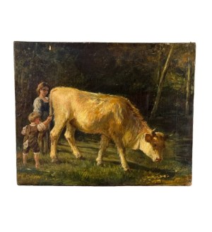 Filippo Palizzi (ATT), Two figures with livestock