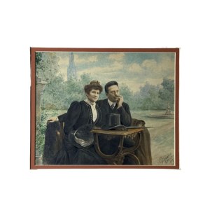 UNIDENTIFIED SIGNATURE, Two Figures in Elegant Attire