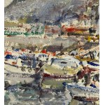 Edmondo Di Napoli, Harbor Scene with Boats - Edmondo Di Napoli (1938-2016)