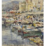 Edmondo Di Napoli, Harbor Scene with Boats - Edmondo Di Napoli (1938-2016)