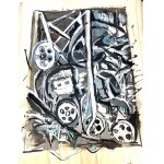Lot: Three modern expressionist works on paper, mixed media, and ink