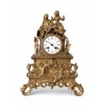 "Scena Galante" Table Clock in Gilded Bronze - Rococo - 19th Century, 45 cm